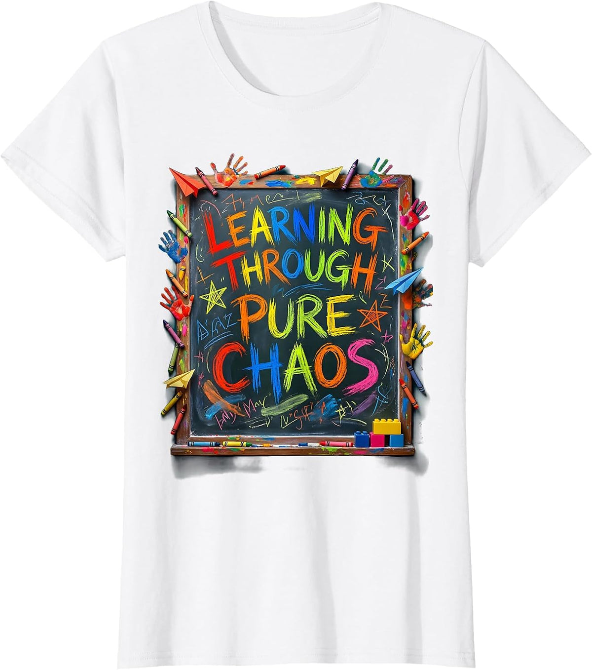 Kindergarten Learning Through Pure Chaos Design T-Shirt - White