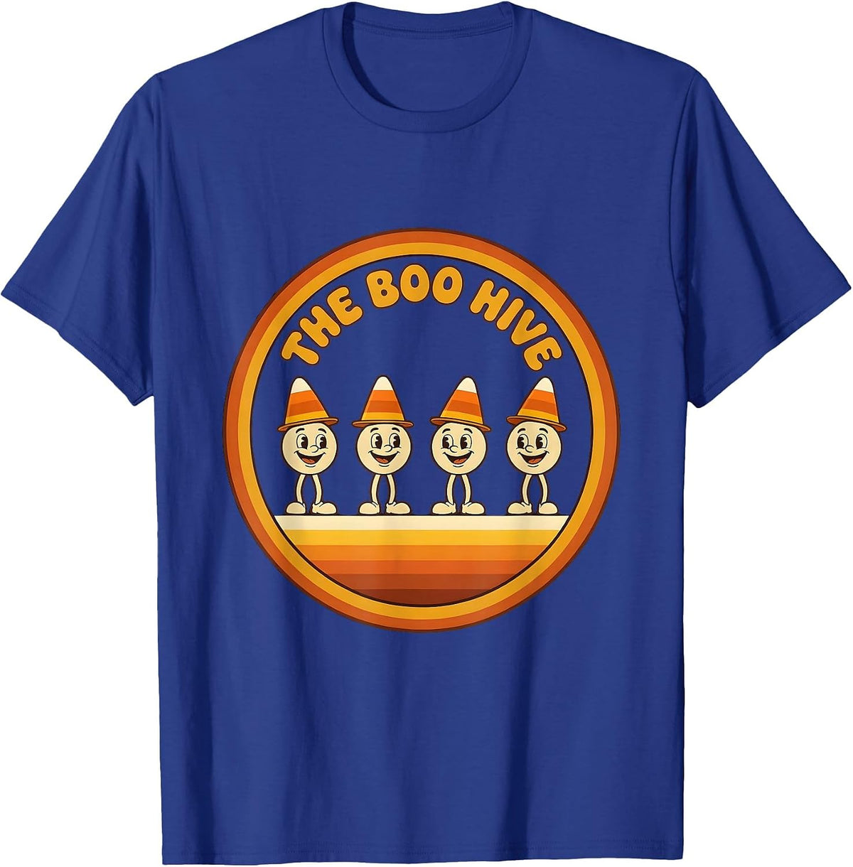 Men's The Boo Hive Retro 70s Halloween Dental Hygienist Pun Humor T-Shirt - Royal Blue