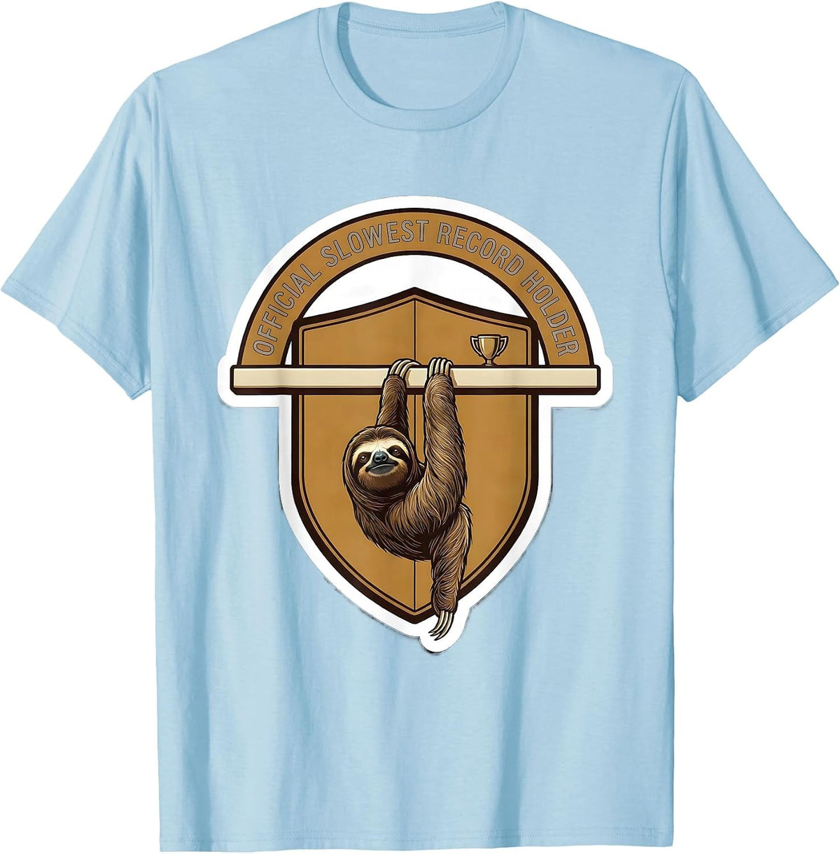 Men's Official Slowest Record Holder Funny Sloth Lover Novelty T-Shirt - Baby Blue