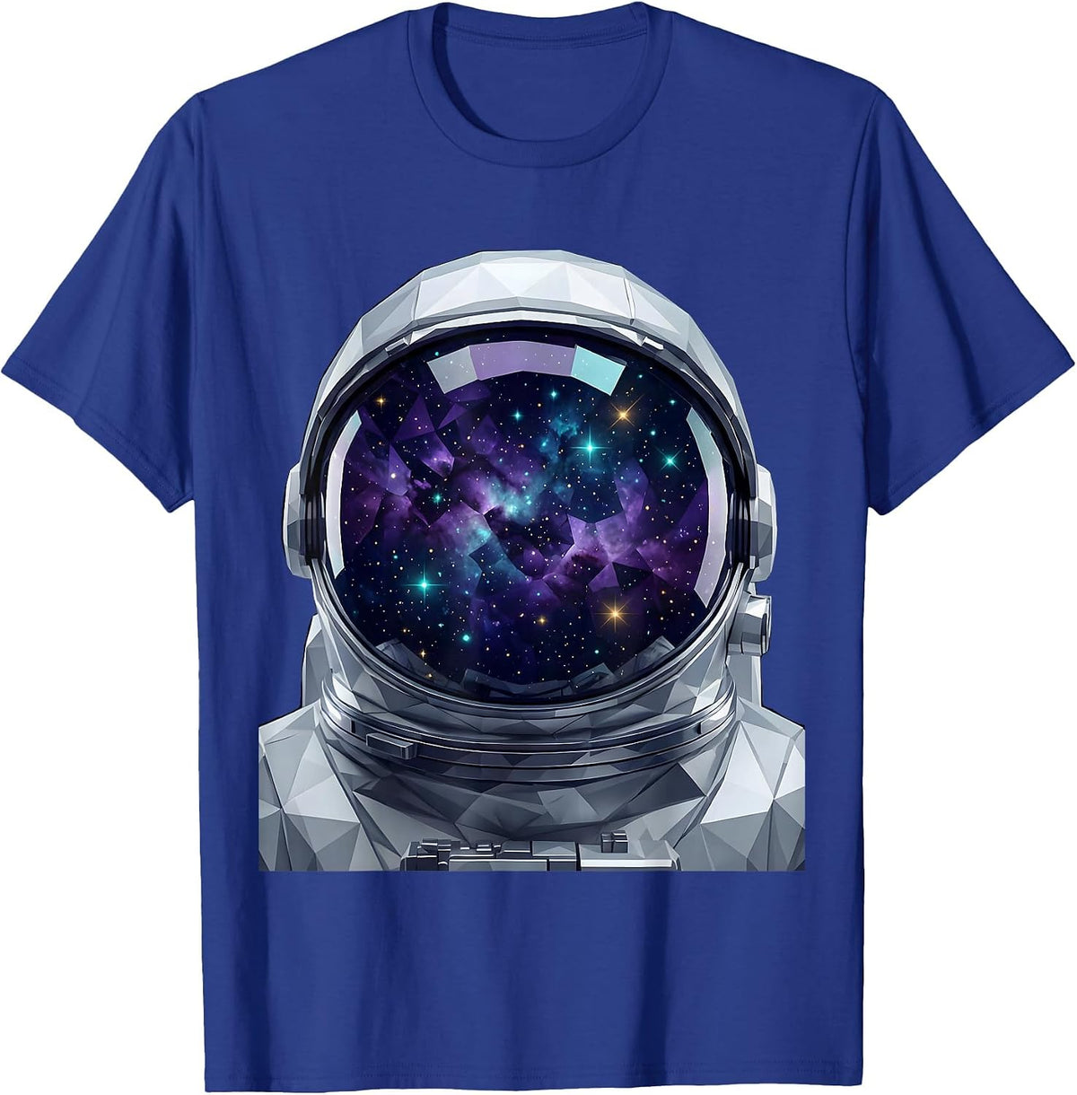 Astronaut Helmet Galaxy Visor Reflection Design T-Shirt - Royal Blue