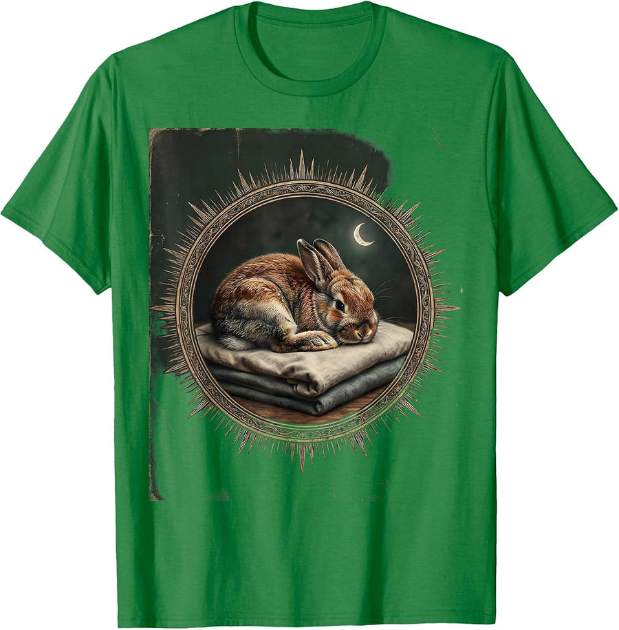 Men's Sleeping Holland Lop Vintage Pet Lover Cozy T-Shirt - Kelly Green