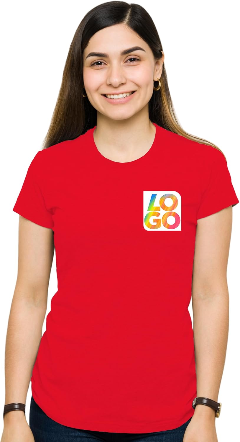 USMG Lightweight Cotton-Poly Jersey T-Shirt with Embroidered Logo or Design - Red 50