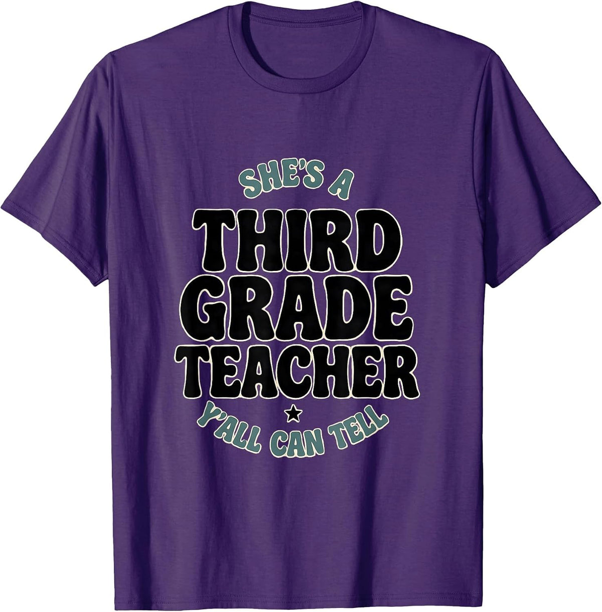 Men's She's A Third Grade Teacher Y'all Can Tell Western T-Shirt - Purple
