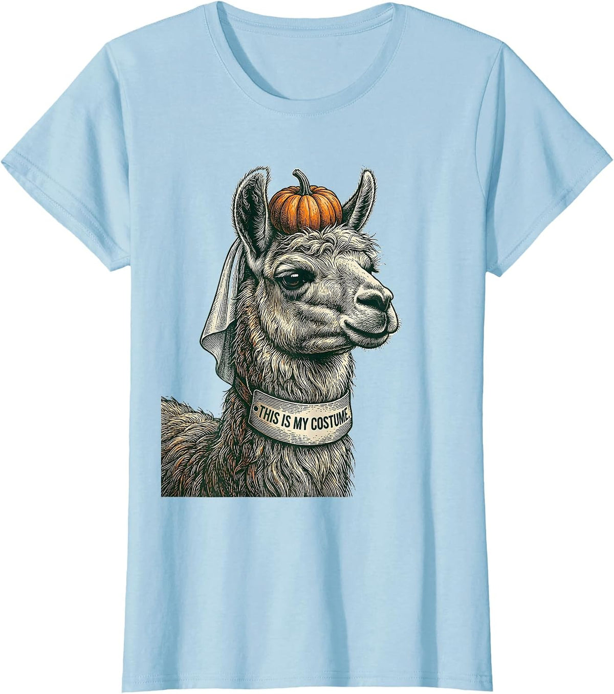 Women's This Is My Costume Funny Llama Halloween Party Novelty Humor T-Shirt - Baby Blue