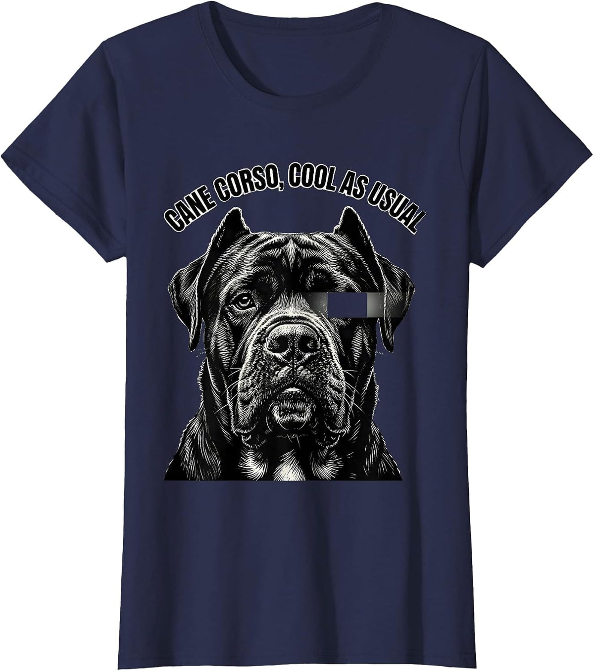 Women's Cane Corso Cool As Usual Funny Dog Breed Portrait T-Shirt - Navy Blue
