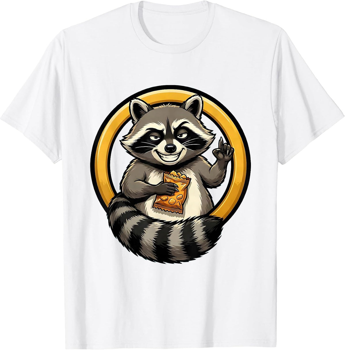 Men's Raccoon Stealing Snack With Zero Remorse T-Shirt - White
