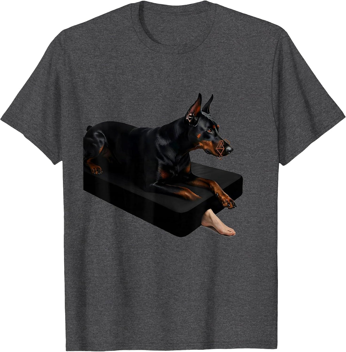 Men's Doberman Silhouette Minimalist Dog Owner Pride T-Shirt - Dark Heather Grey