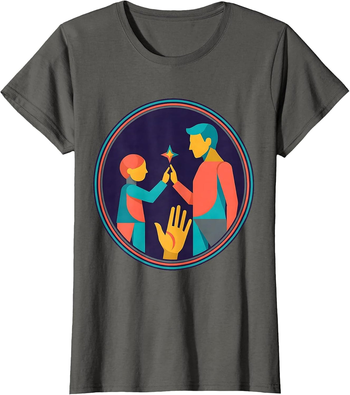Women's Paraprofessional Reaching Hands Graphic Design T-Shirt - Asphalt Grey