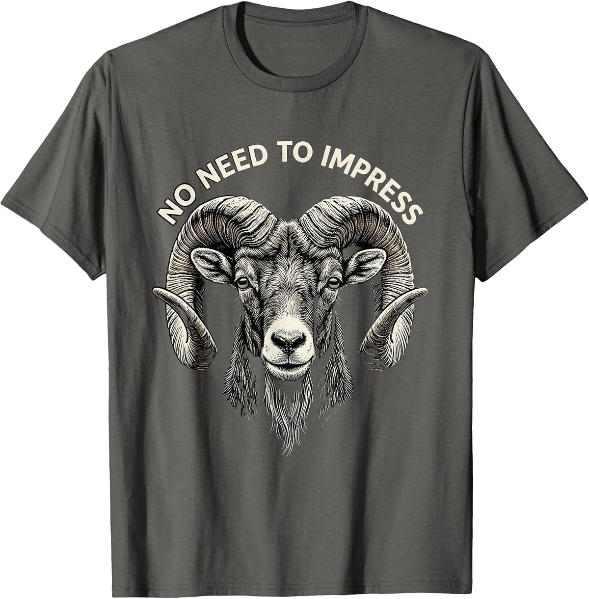 No Need To Impress Funny Goat Wearing Sunglasses Animal T-Shirt - Asphalt Grey