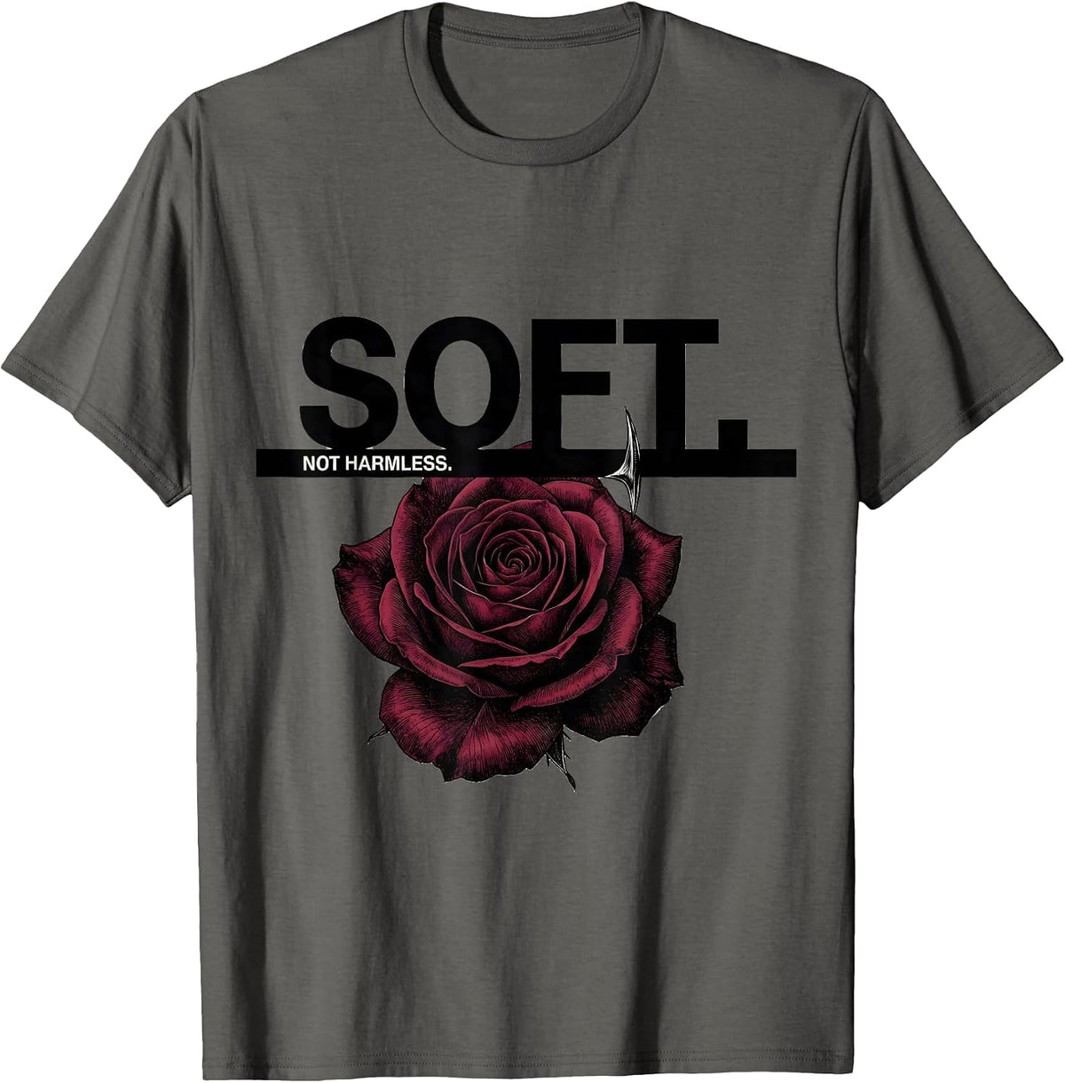 Men's Soft. Not Harmless Gothic Dark Romance Floral Art T-Shirt - Asphalt Grey