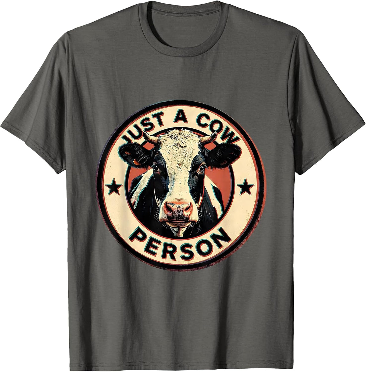 Just a Cow Person Funny Cattle Lover Design T-Shirt - Asphalt Grey