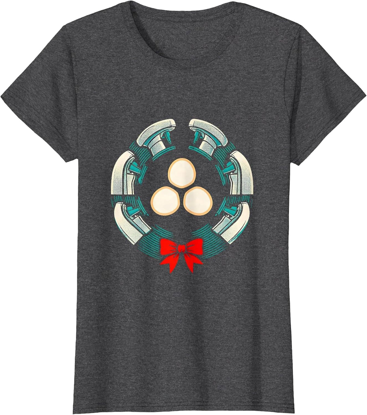 Women's Radiotherapy Tech Christmas Badge Humor T-Shirt - Dark Heather Grey