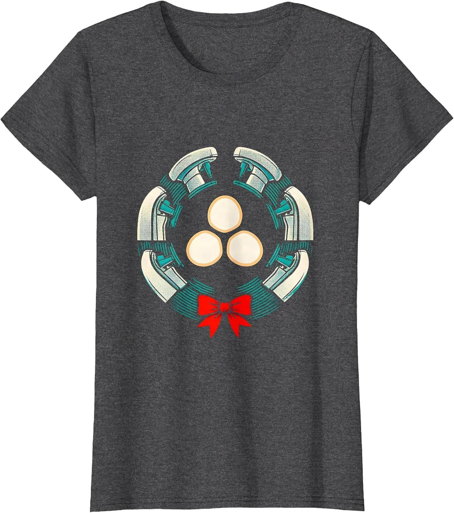 Women's Radiotherapy Tech Christmas Badge Humor T-Shirt - Dark Heather Grey