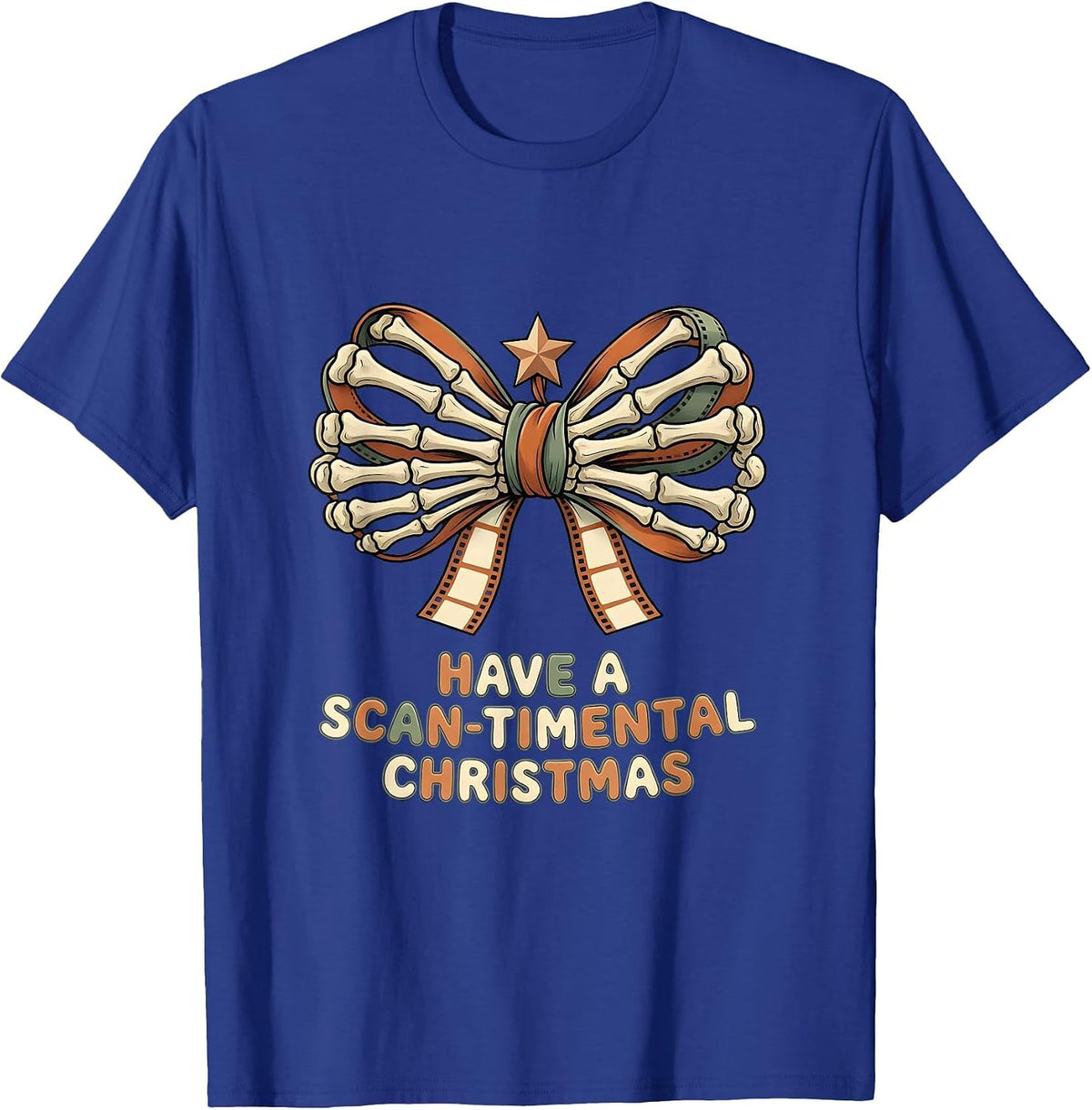 Men's Have A Scan-timental Christmas Radiology Tech Humor Xray CT T-Shirt - Royal Blue