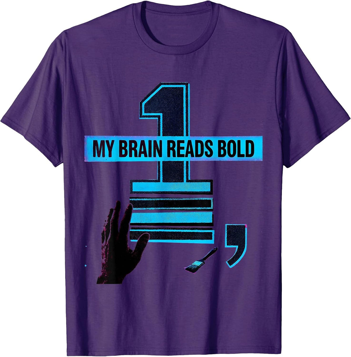 Men's My Brain Reads Bold Dyslexia Awareness Humor Dyslexic Reader T-Shirt - Purple