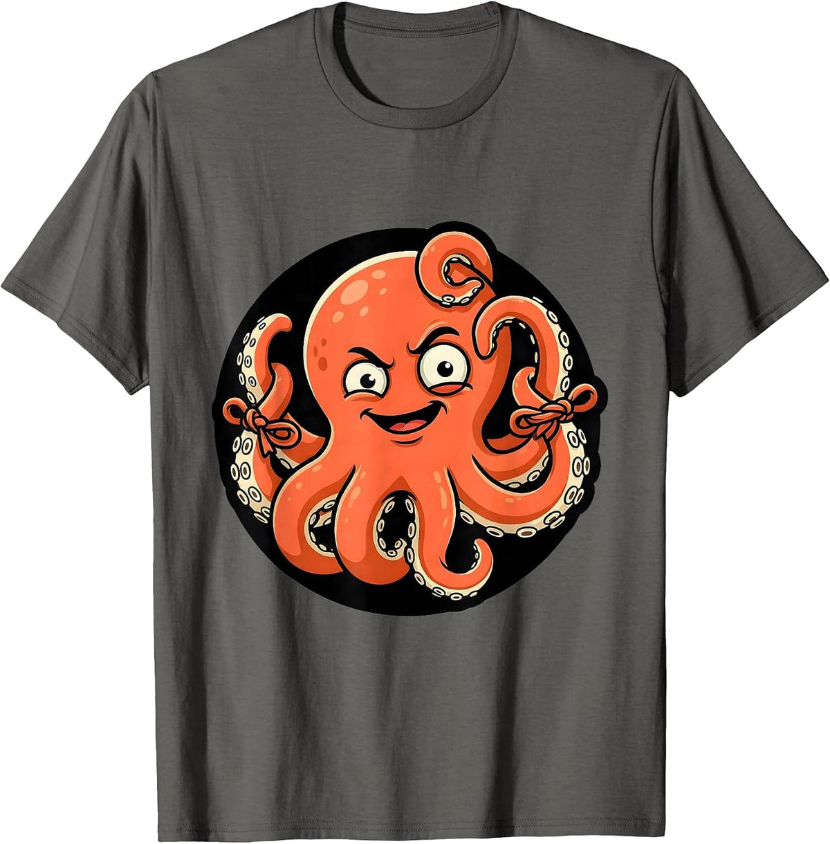 Men's Derpy Octopus Tangled in Its Own Tentacles T-Shirt - Asphalt Grey