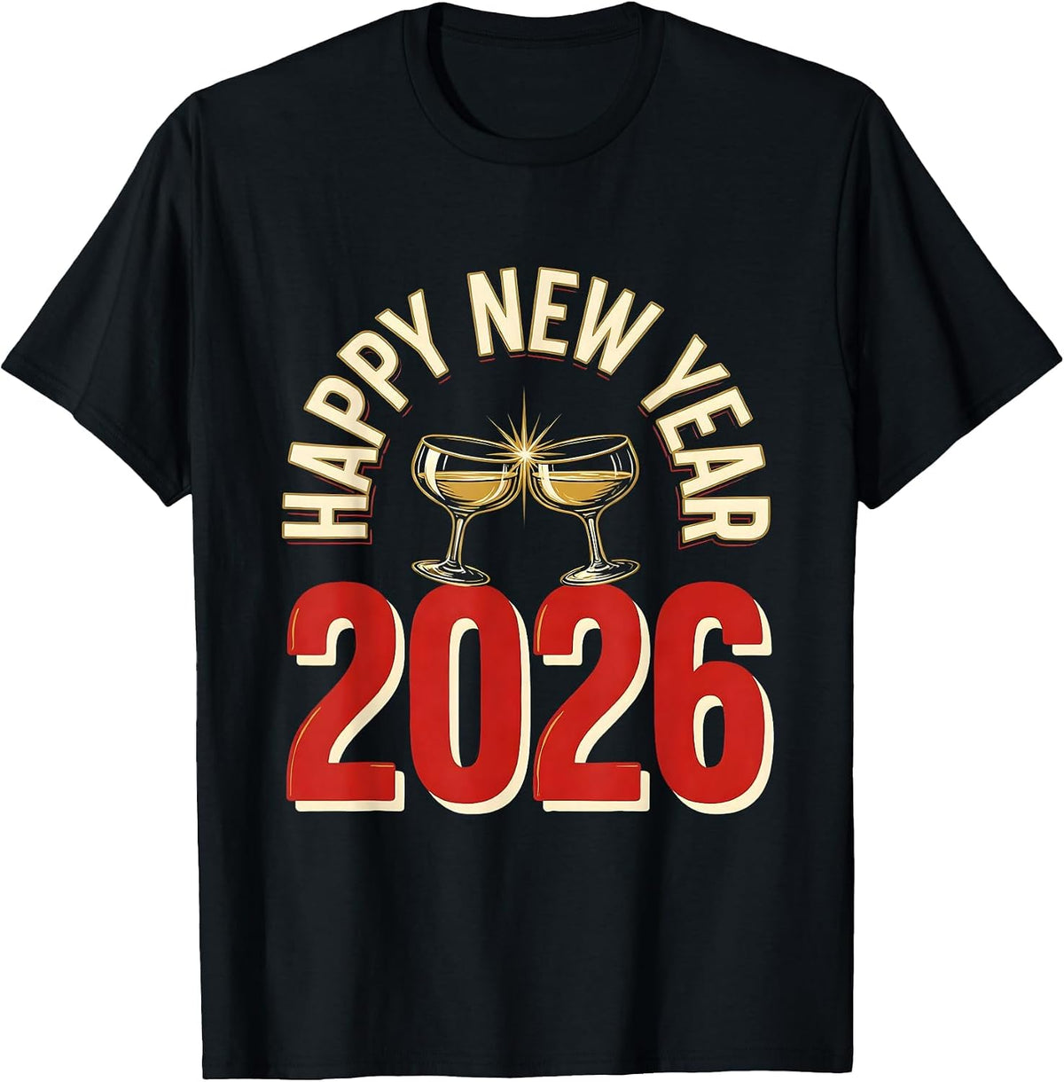 Men's Happy New Year 2026 Festive Nurse Party Matching Group T-Shirt - Black