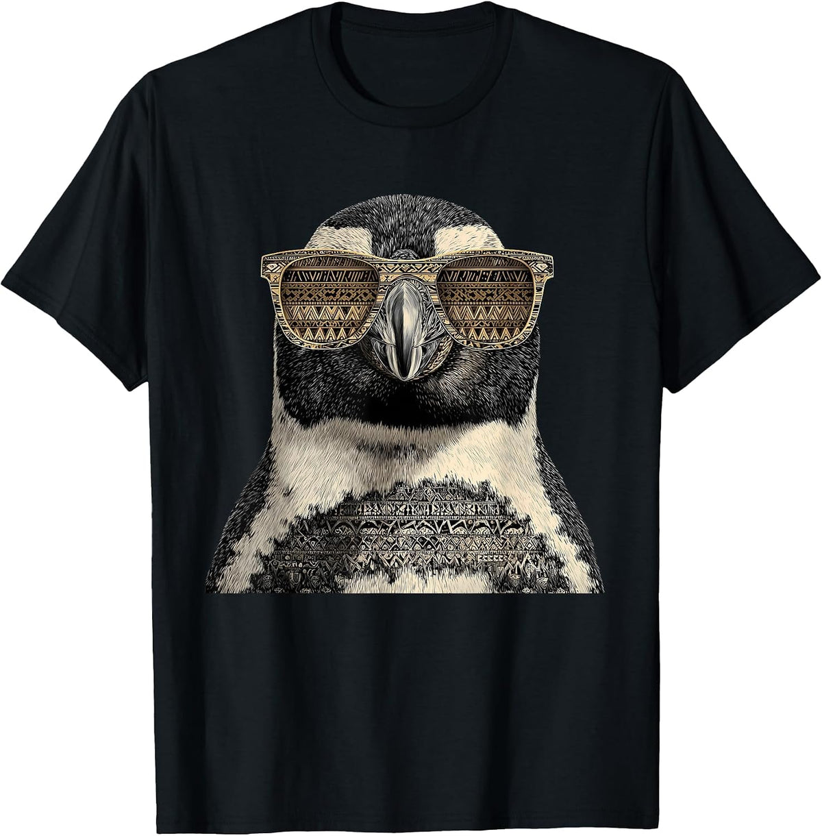 Penguin Wearing Sunglasses Motif Ocean Penguin Animal Lover T-Shirt - Black