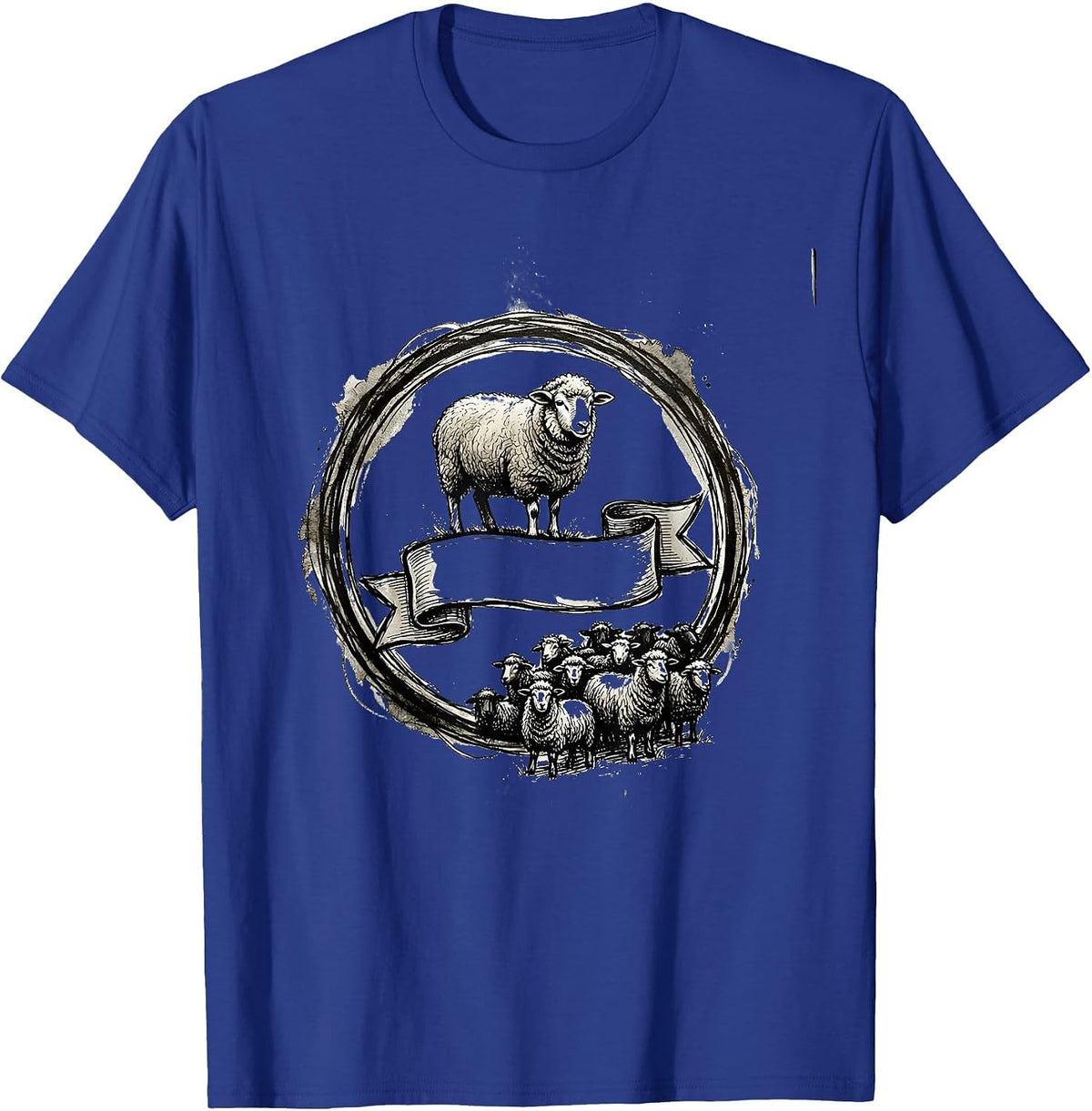 Black Sheep Doodle Hand-Sketched Outsider Humor T-Shirt - Royal Blue