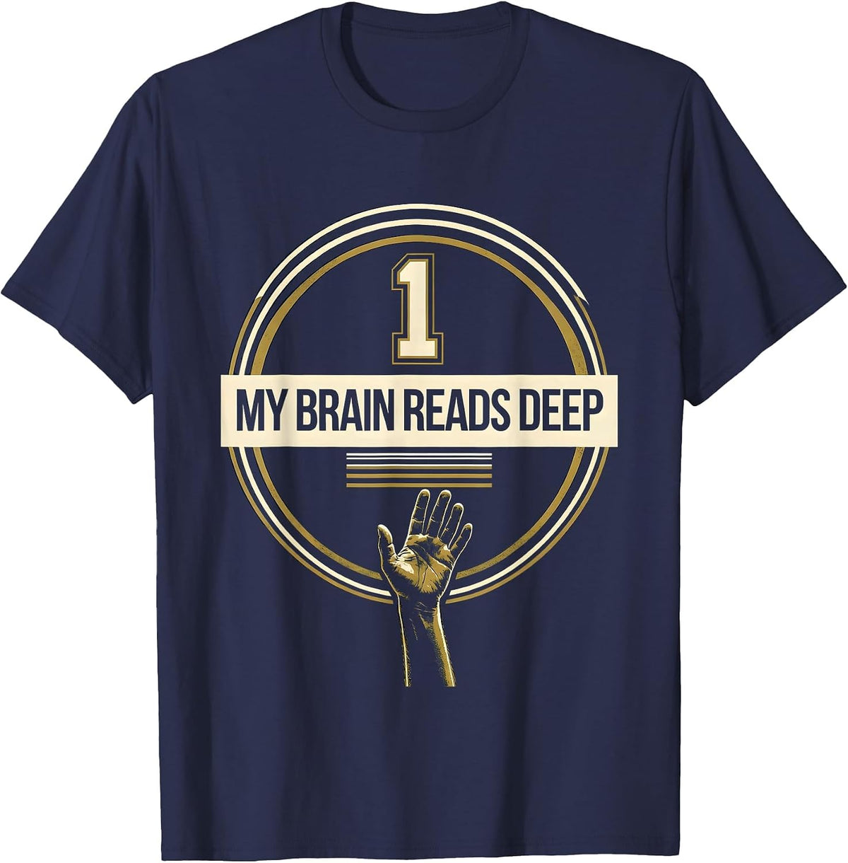 My Brain Reads Deep Dyslexia Awareness Month Emblem Student T-Shirt - Navy Blue