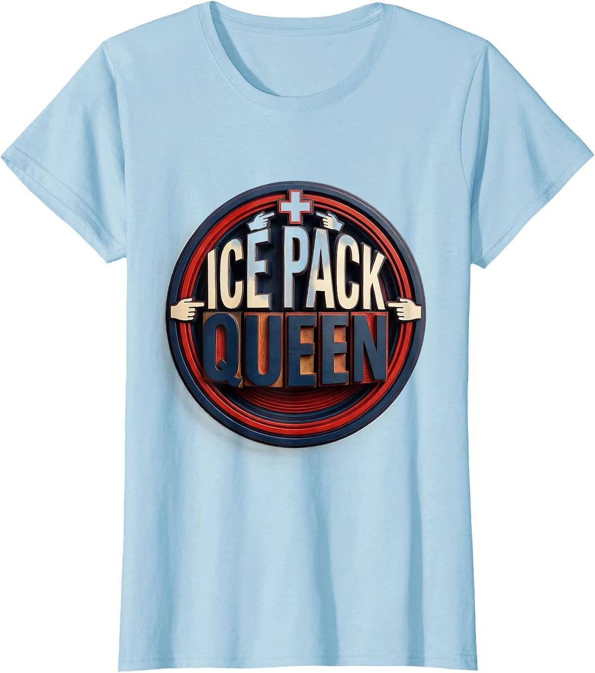 Ice Pack Queen School Nurse Graphic Design T-Shirt - Baby Blue