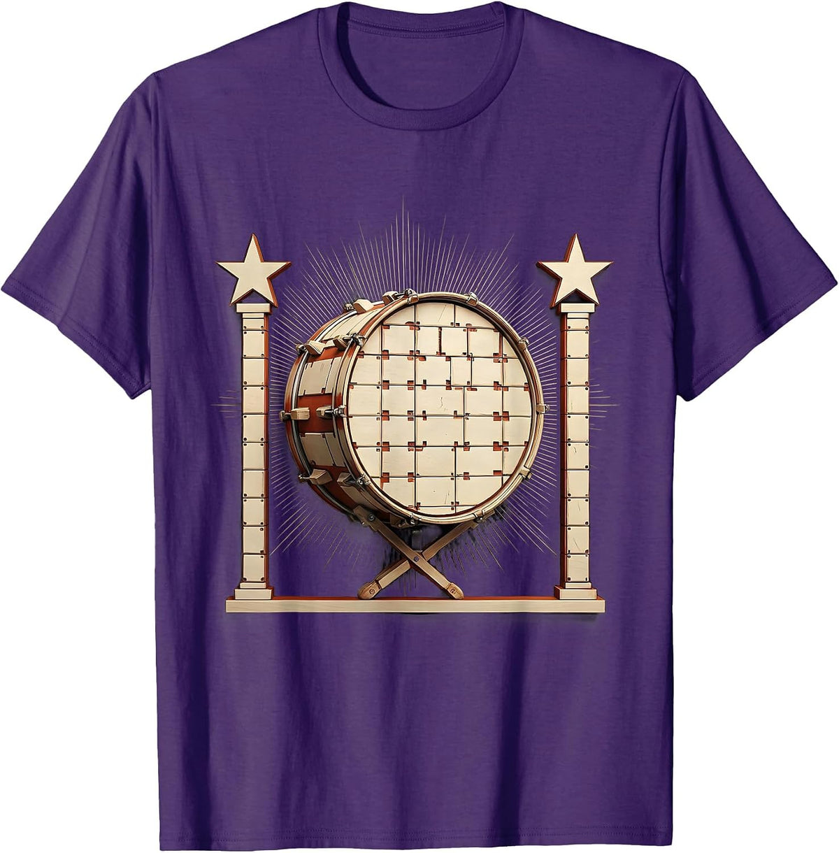 Men's Kick-Drum-and-Pedal Drummer Humor Vintage Percussionist Gift T-Shirt - Purple