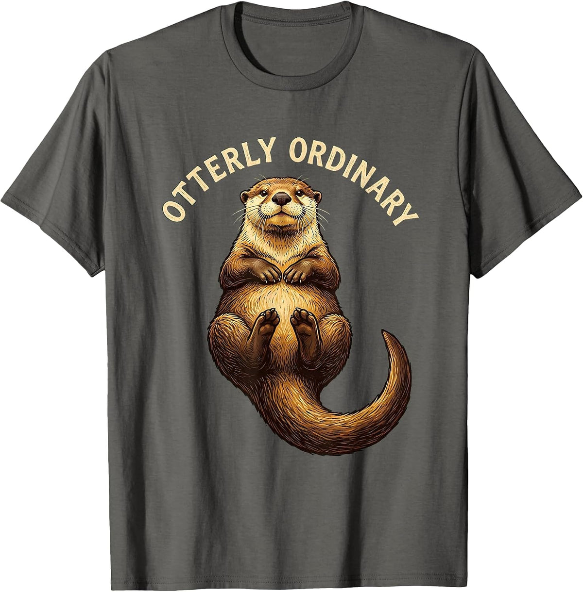 Men's Otterly Ordinary Funny Otter Lover Gift For Kids Teens T-Shirt - Asphalt Grey
