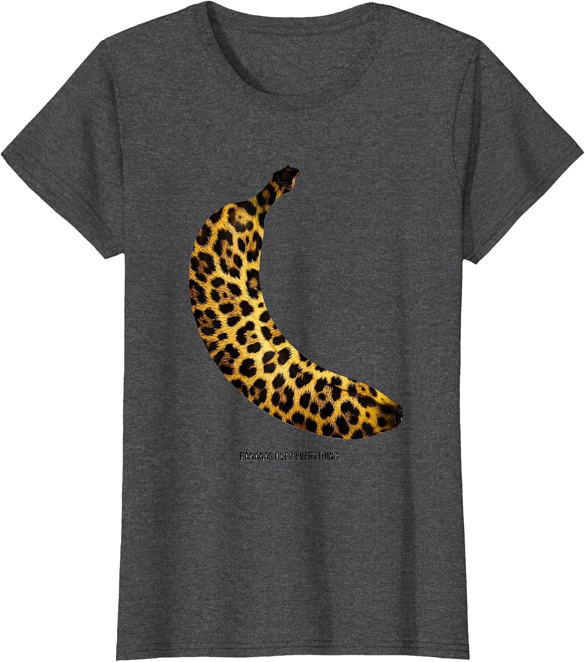 Women's Bananas Over Everything Fruit Lover Design T-Shirt - Dark Heather Grey