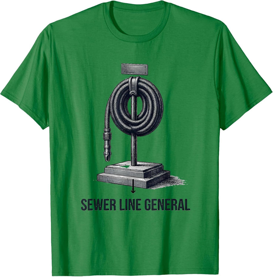 Men's Sewer Line General Funny Plumber Dad Joke Plumbing Gift T-Shirt - Kelly Green