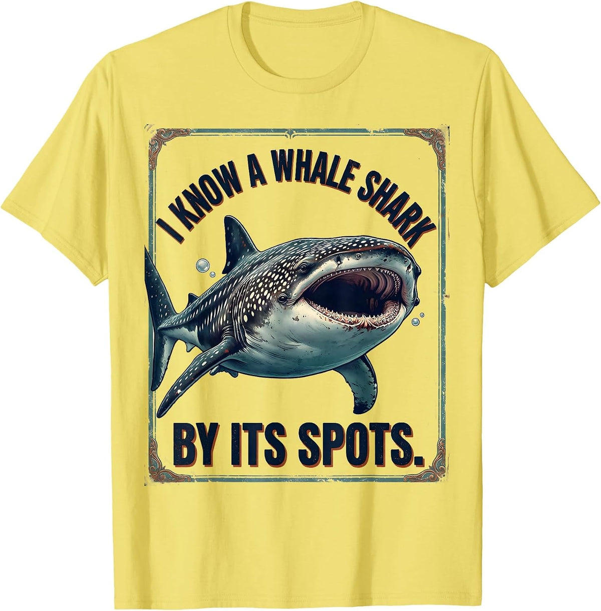 Men's I Know A Whale Shark By Its Spots Vintage Whale Shark Lover T-Shirt - Lemon Yellow