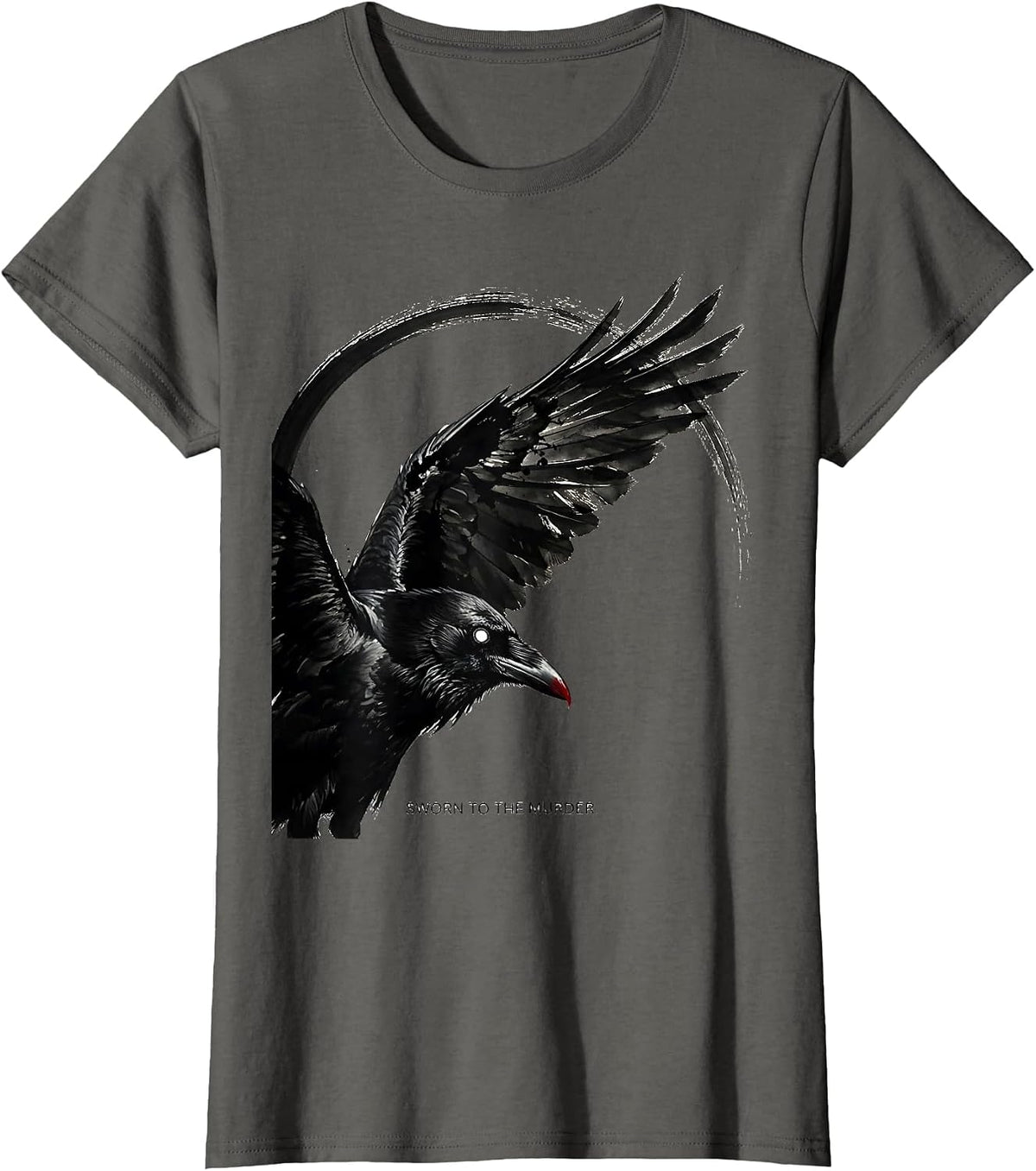 Women's Sworn To The Murder Dark Humor Crow Lover Ornithology Pun T-Shirt - Asphalt Grey