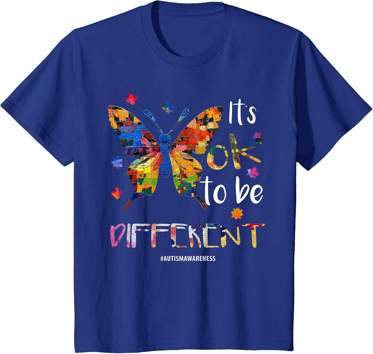 It’s OK to Be Different - Autism Awareness Butterfly T-Shirt - Royal Blue