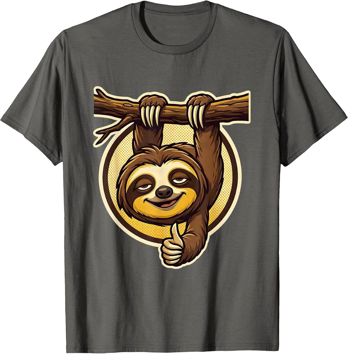 Men's Chill Sloth Hanging from Branch Illustration T-Shirt - Asphalt Grey