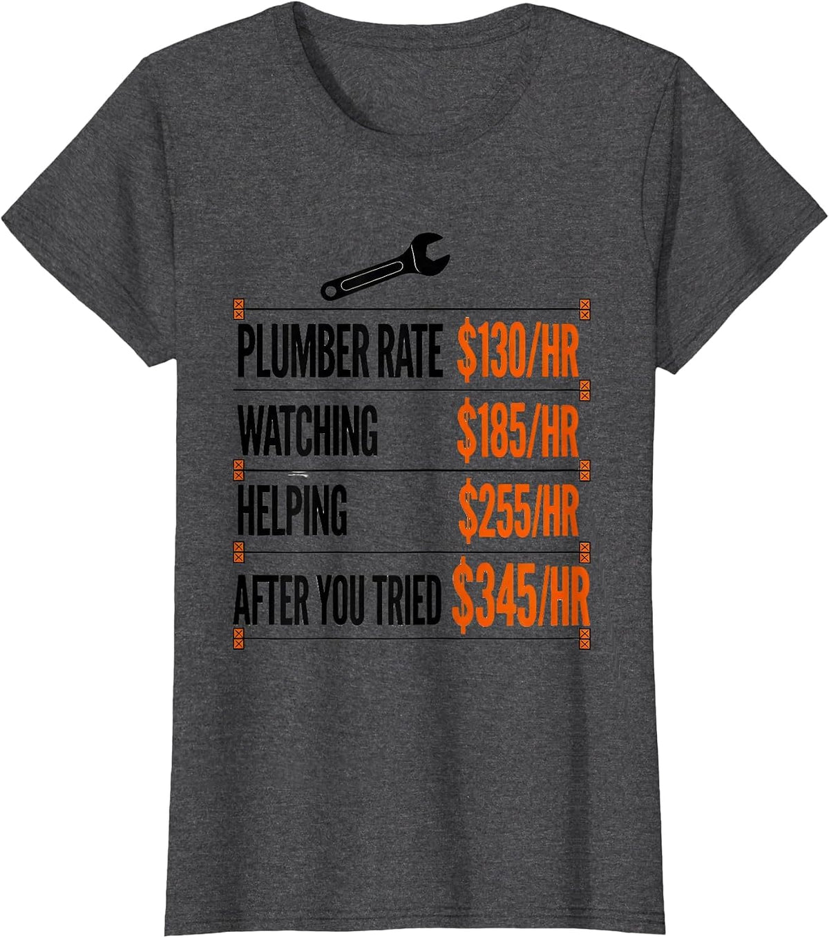 Women's Plumber Rate $130/hr Funny Plumber Gift T-Shirt - Dark Heather Grey