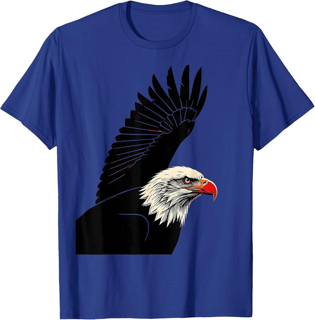 Bald Eagle Stencil Graphic Mascot Pride T-Shirt - Royal Blue