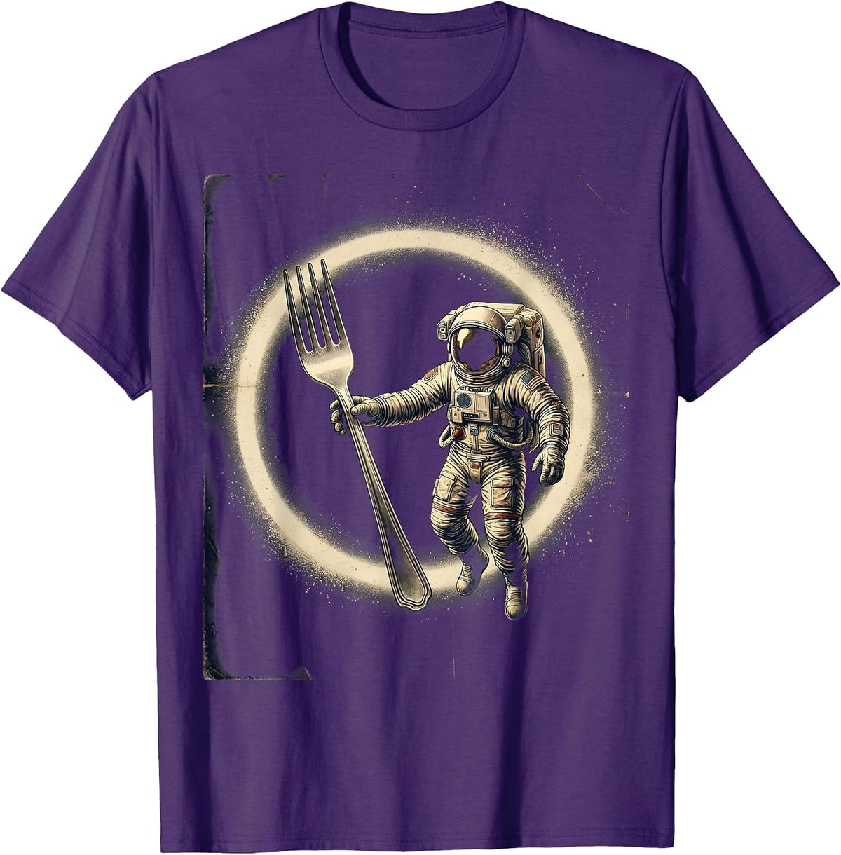 Astronaut Floating With Giant Wishbone Space Art T-Shirt - Purple