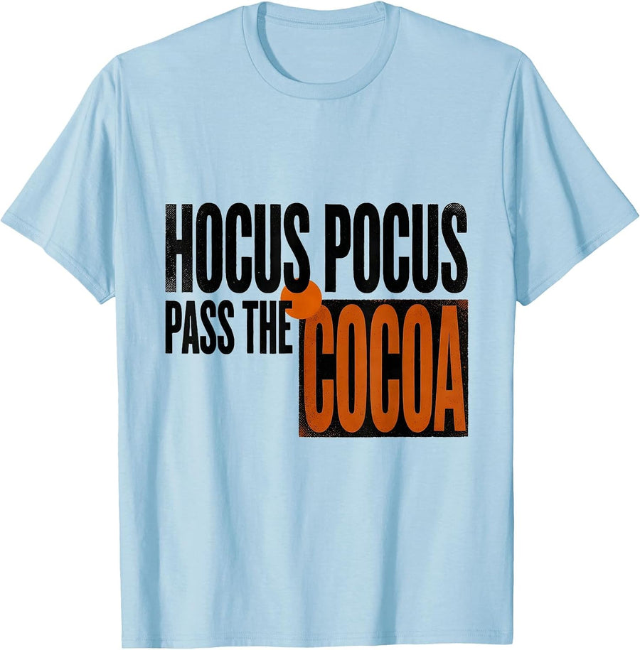 Men's Hocus Pocus, Pass The Cocoa Funny Halloween Teacher Coffee T-Shirt - Baby Blue
