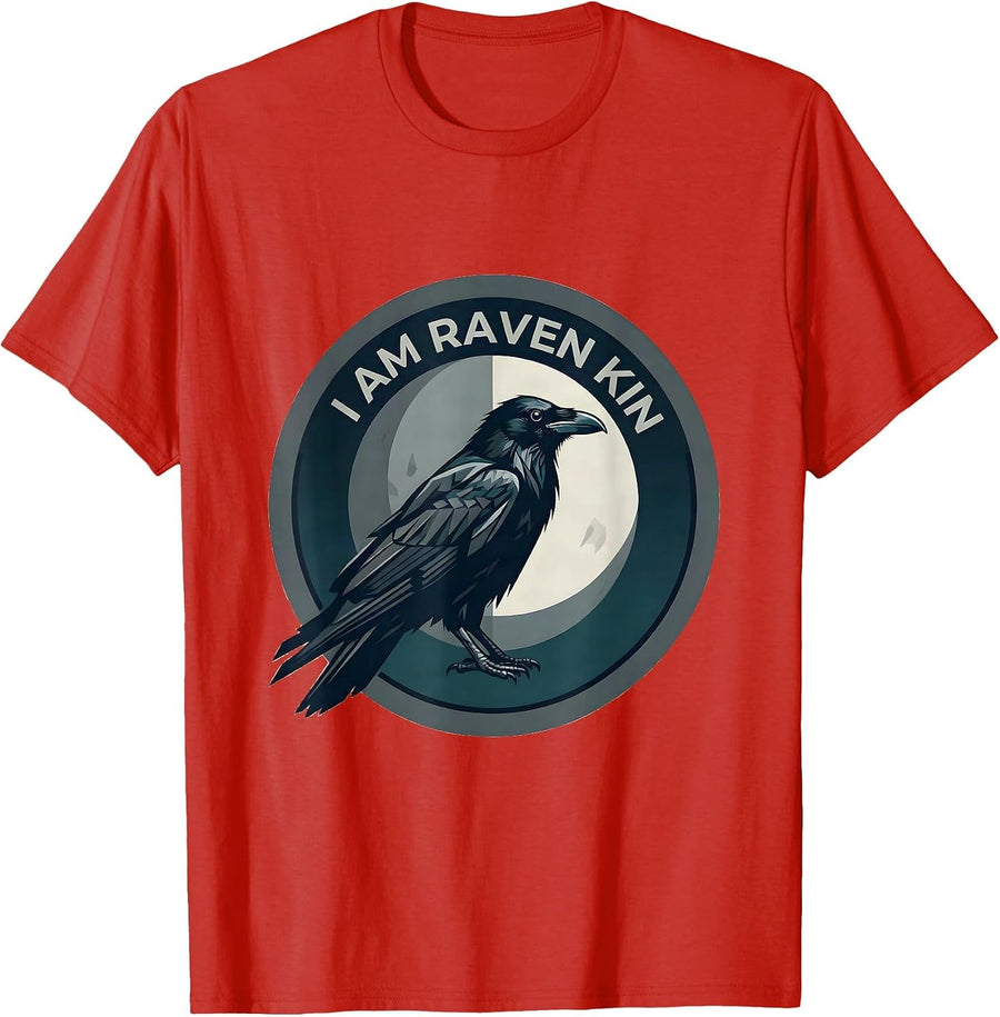 Men's I Am Raven Kin Gothic Raven Bird Lover Dark Aesthetic T-Shirt - Red