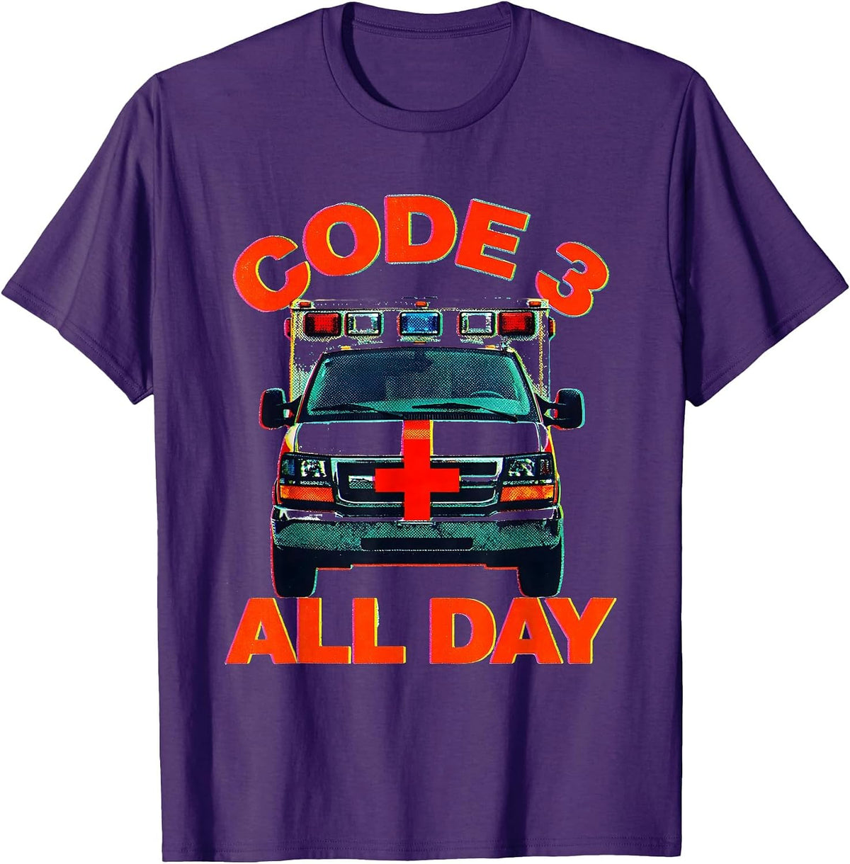 Men's Code 3 All Day EMT Graphic Design T-Shirt - Purple