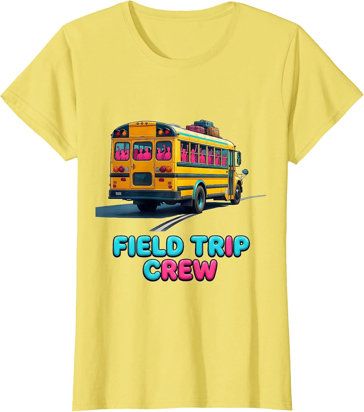Field Trip Crew Playful School Bus Driver Teacher Humor T-Shirt - Lemon Yellow