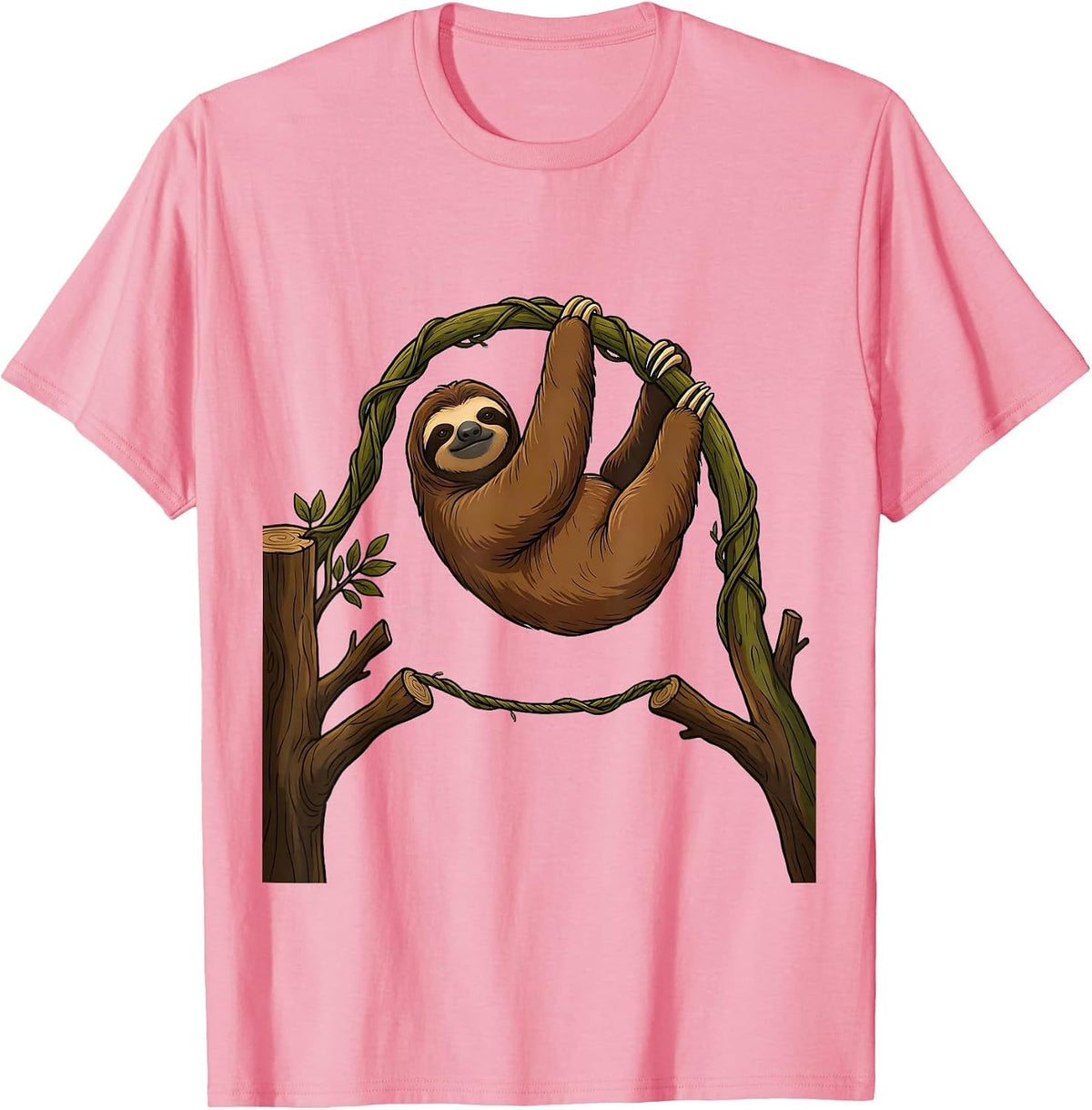 Men's Sloth Vine Chill Humor Novelty Gift T-Shirt - Pink