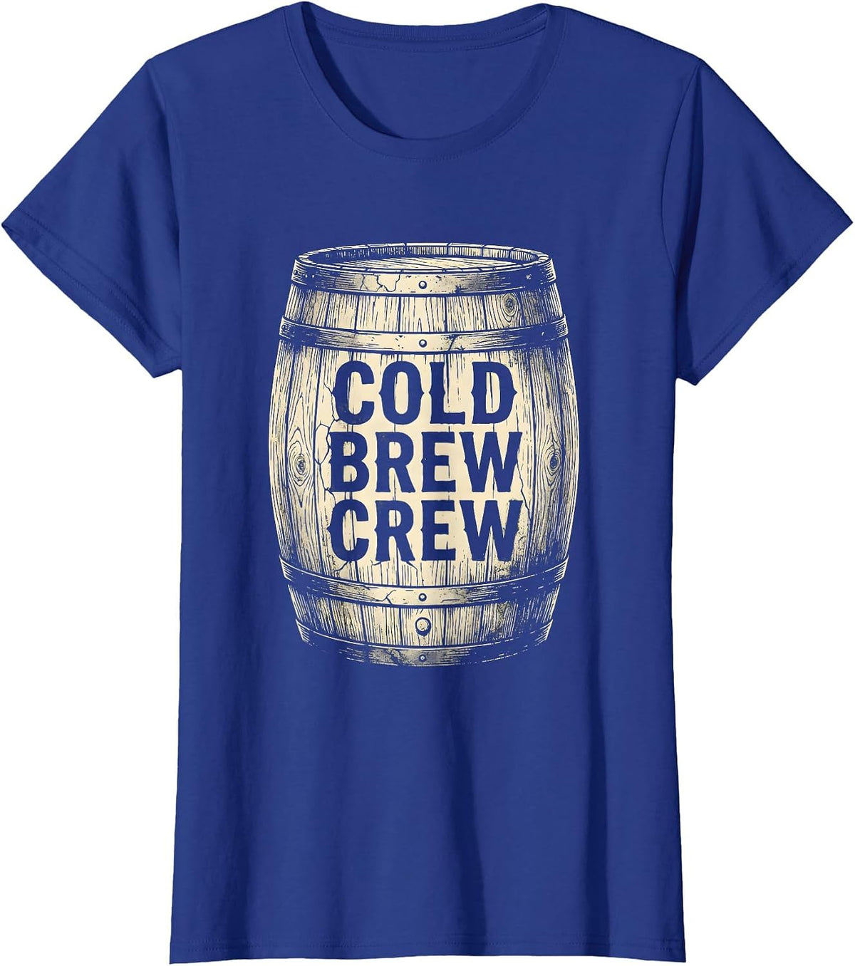 Women's Cold Brew Crew Coffee Lover Graphic Design T-Shirt - Royal Blue