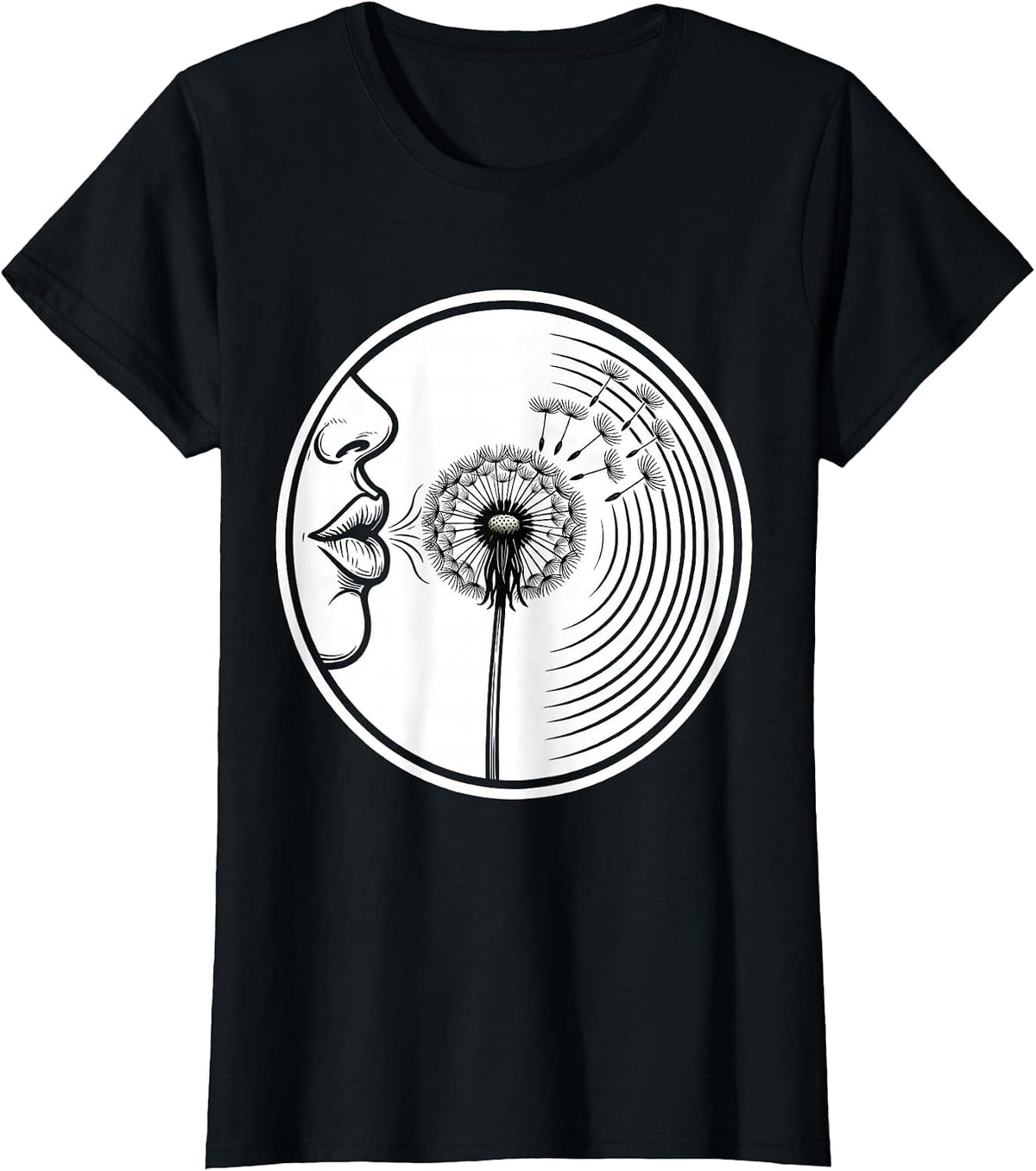 Women's Speech Therapy Dandelion Sound Waves Illustration T-Shirt - Black