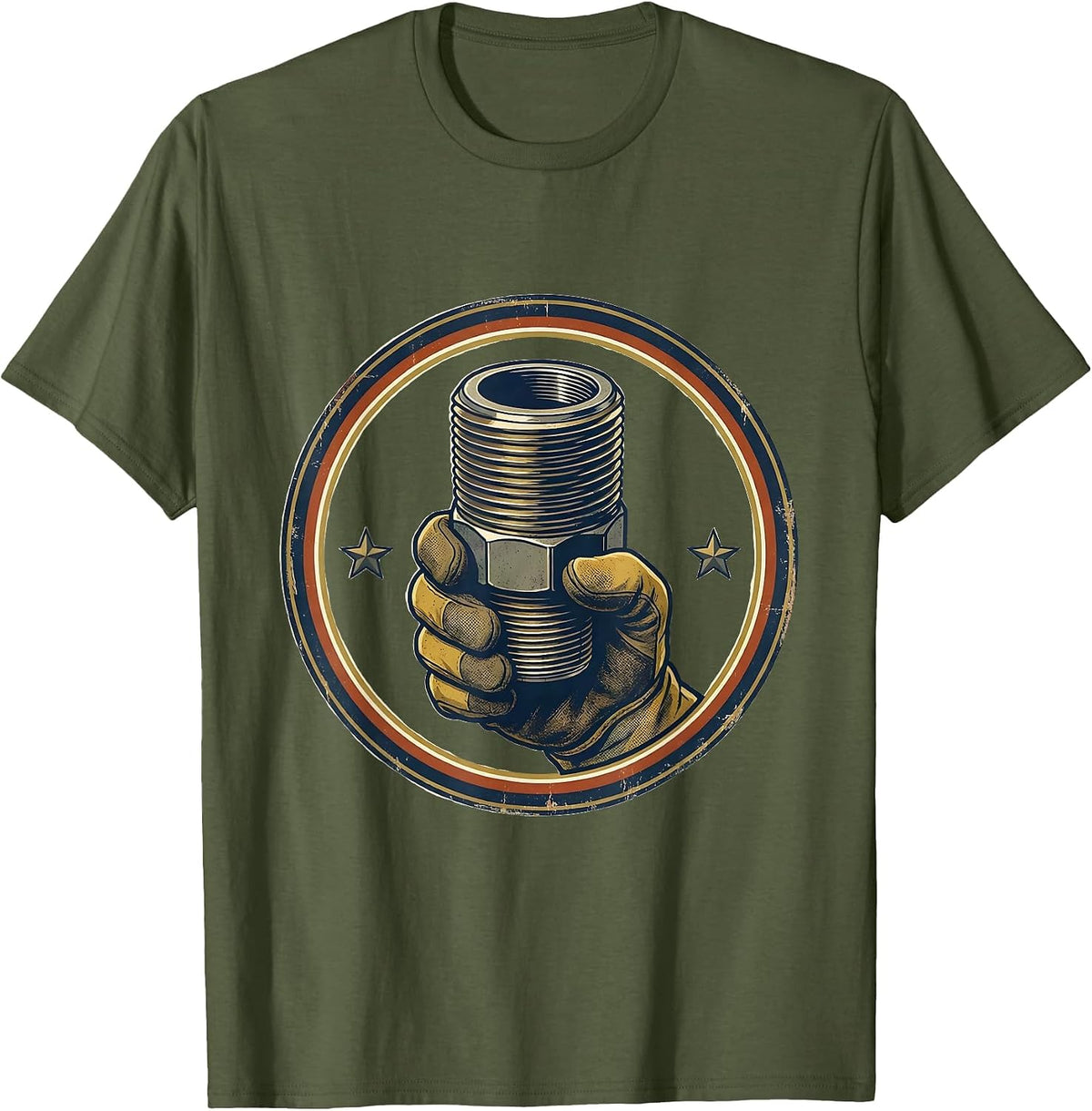 Sealed Pipe Nipple Vintage Plumber Humor T-Shirt - Olive Green