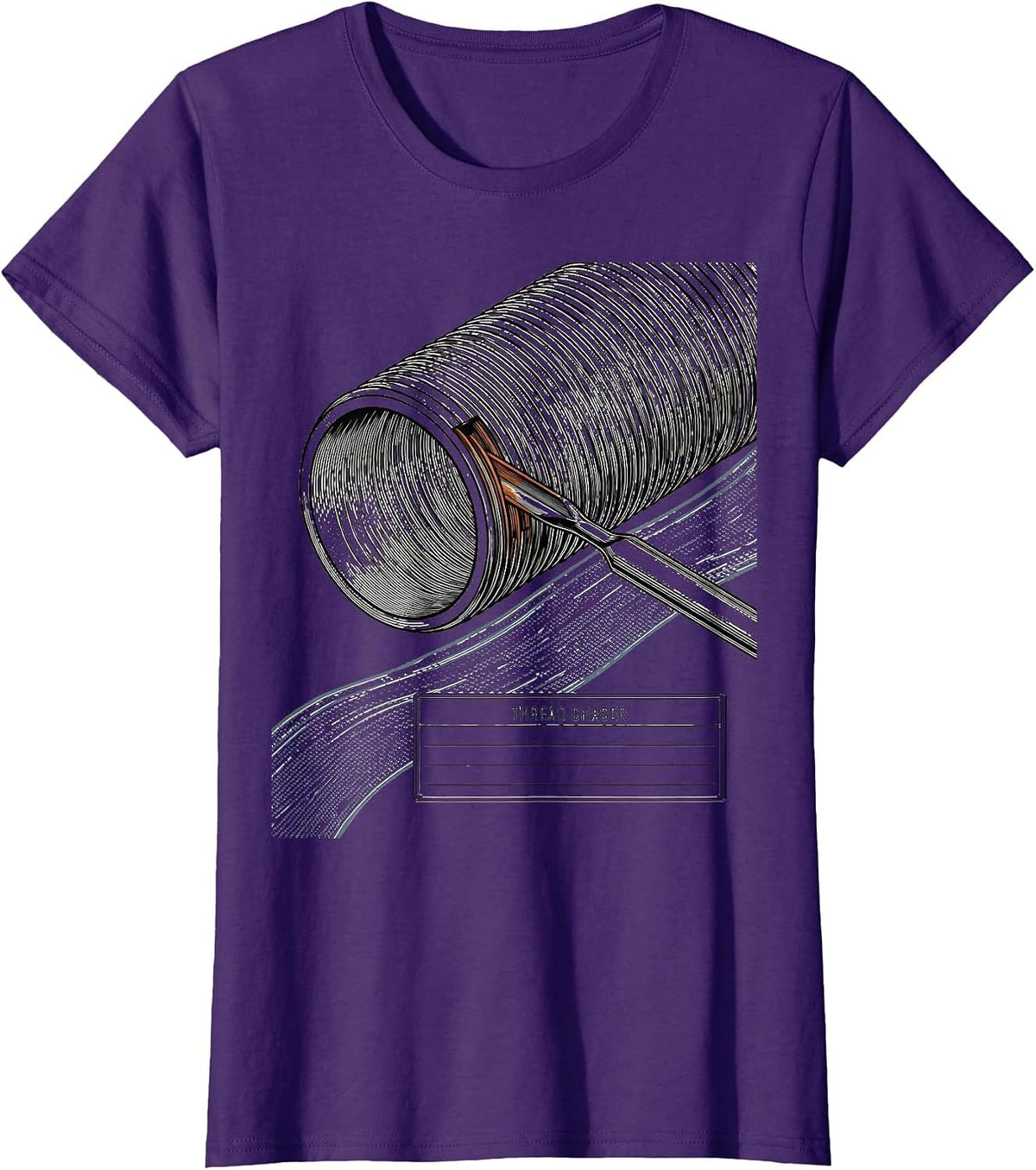 Women's Thread Chaser Funny Plumber Pipefitter Occupational Humor T-Shirt - Purple