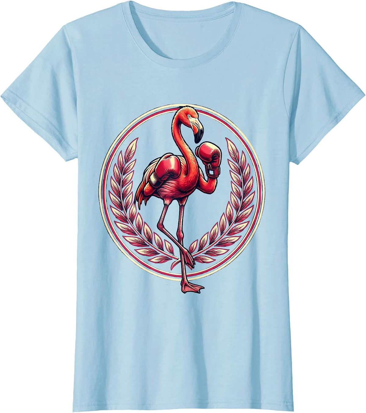 Women's Flamingo Boxing Gloves Novelty Graphic T-Shirt - Baby Blue