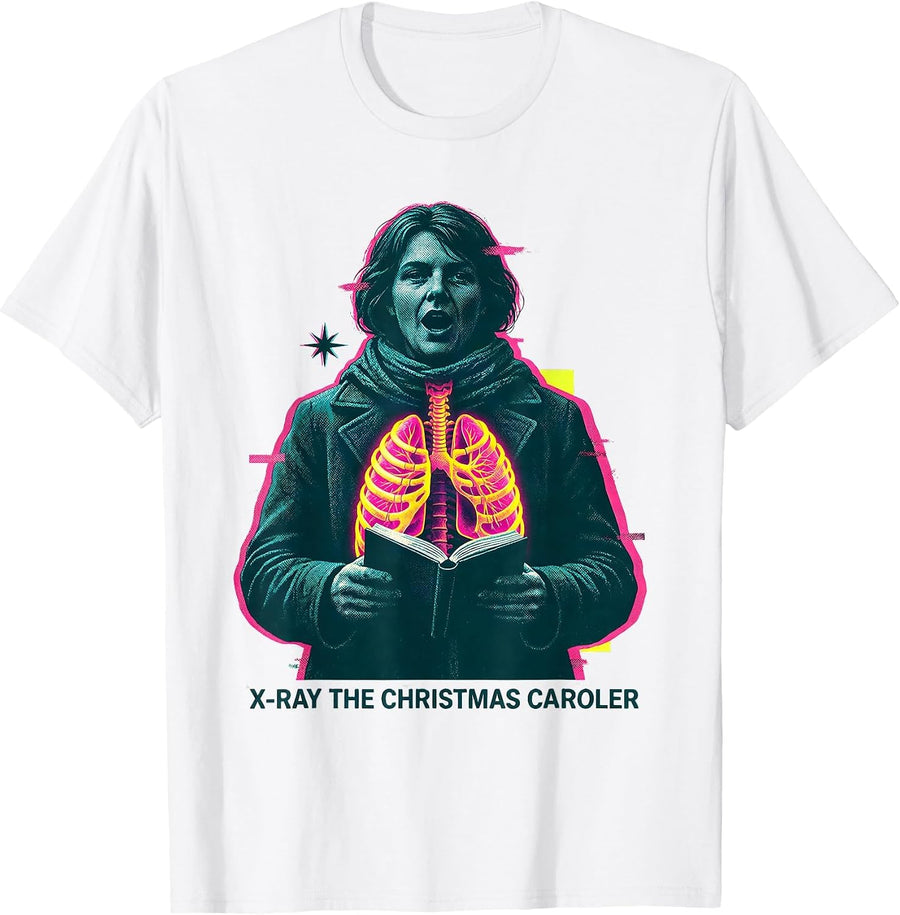 Men's X-Ray The Christmas Caroler Funny Radiology Tech Christmas T-Shirt - White