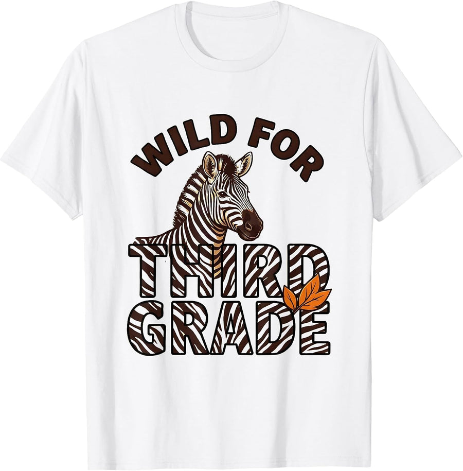 Men's Wild for Third Grade Zebra Animal Print School Teacher T-Shirt - White