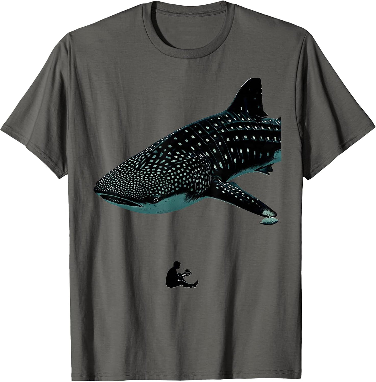 Men's Whale Shark Minimalist Marine Wildlife Humor Gift T-Shirt - Asphalt Grey