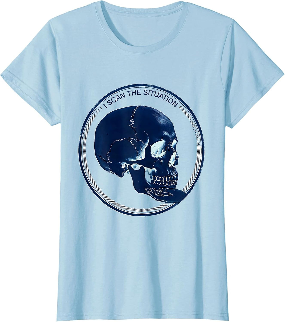 I Scan The Situation Cyanotype Radiology Tech Humor T-Shirt - Baby Blue